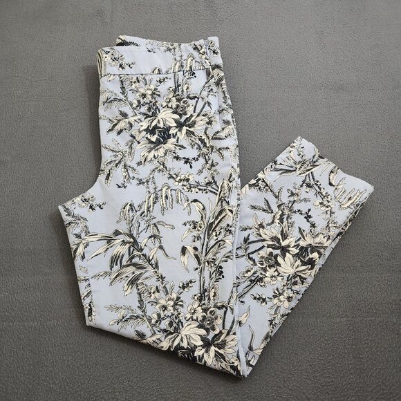 Talbots Women 12 Blue Floral Stretch High Rise Chatham Ankle Pant - Picture 1 of 11